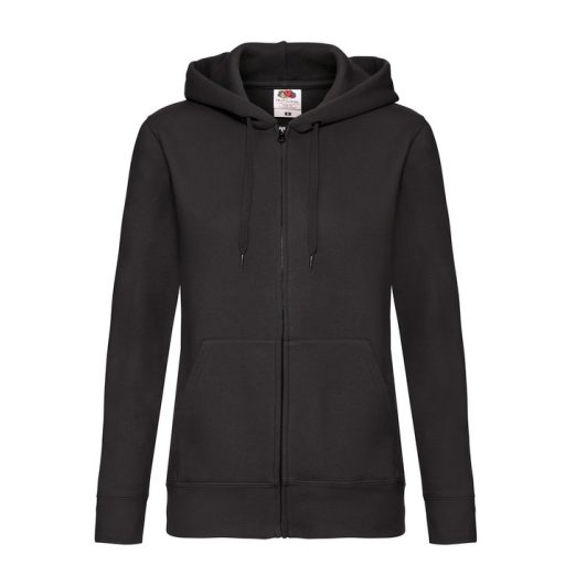 Fruit of the Loom 62118 női kapucnis, cipzáros pulóver FEKETE XS-XXL kifutó