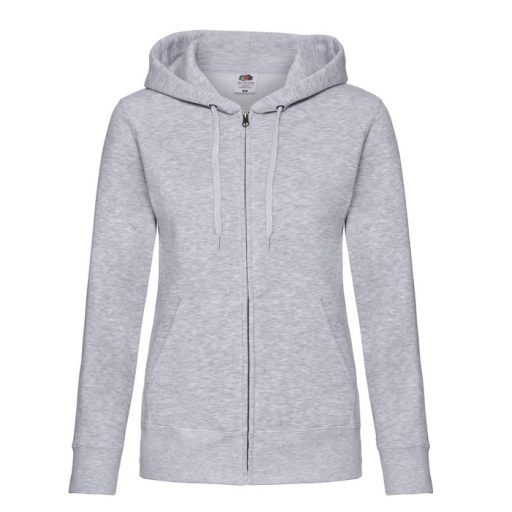 Fruit of the Loom 62118 női kapucnis, cipzáros pulóver HEATHER GREY XS-XXL kifutó