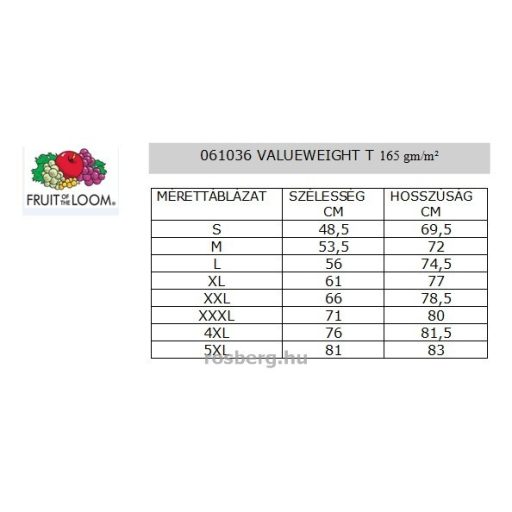 Fruit of the Loom 61036 Valueweight T póló NAVY S-2XL méretek 165g/m2