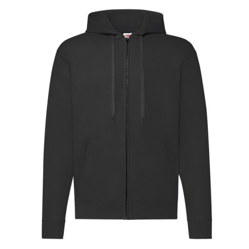 Fruit of the Loom 62062 cipzáros, kapucnis pulóver FEKETE 3XL, 4XL, 5XL