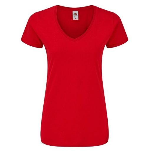 Fruit of the Loom 61444 női ICONIC V-nyakú póló 150T REDXS-XXL méretek