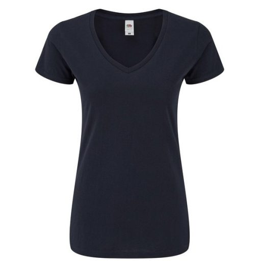 Fruit of the Loom 61444 női ICONIC V-nyakú póló 150T DEEP NAVY XS- XXL méretek