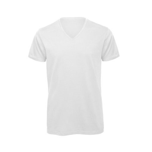 B&C TM044 INSPIRE V-nyakú póló S-XXL fehér 140 g/m²
