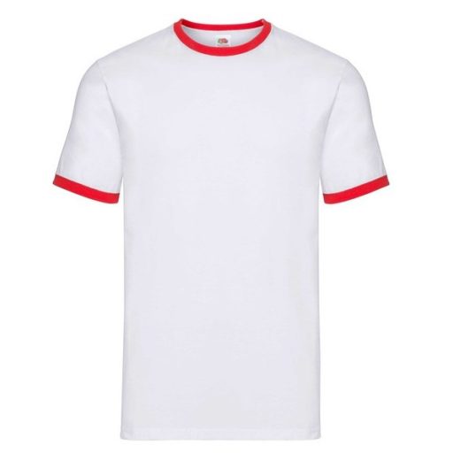 Fruit of the Loom 61168 RINGER T póló S-XXL FEHÉR/PIROS