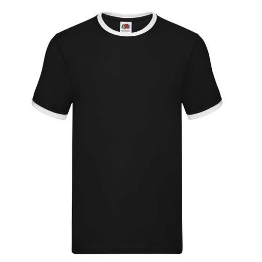 Fruit of the Loom 61168 RINGER T póló S-XXL FEKET/FEHÉR