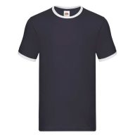   Fruit of the Loom 61168 RINGER T póló S-XXL SÖTÉTKÉK/FEHÉR