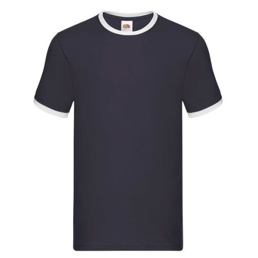 Fruit of the Loom 61168 RINGER T póló S-XXL SÖTÉTKÉK/FEHÉR