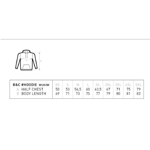 B&C WU03W kapucnis, bebújós pulóver WINE 280gr/m2 S-XXL