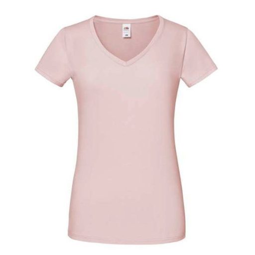 Fruit of the Loom 61444 női ICONIC V-nyakú póló 150T POWDER ROSE XS- XXL méretek 