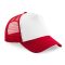 B640 - Beechfield Snapback Trucker hálós baseball sapka FEHÉR/PIROS