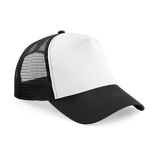 B640 - Beechfield Snapback Trucker hálós baseball sapka  FEHÉR/FEKETE