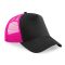 B640 - Beechfield Snapback Trucker hálós baseball sapka FEKETE/FUXIA