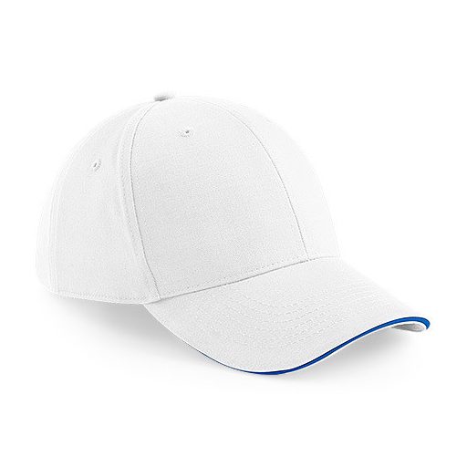 B020 - Beechfield 6 paneles baseball sapka FEHÉR/KÉK 