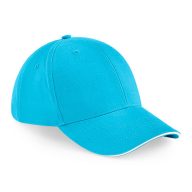 B020 - Beechfield 6 paneles baseball sapka SURF BLUE/FEHÉR