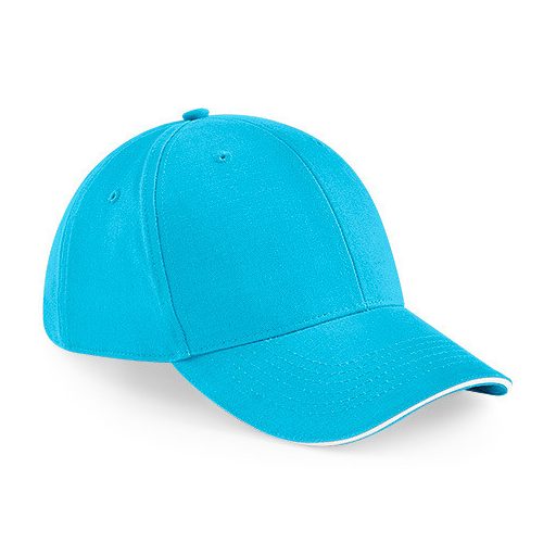 B020 - Beechfield 6 paneles baseball sapka SURF BLUE/FEHÉR