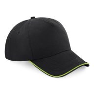 B025C - Beechfield 5 paneles baseball sapka FEKETE/LIME