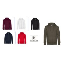 B&C WU03K KING Férfi kapucnis cipzáros pulóver